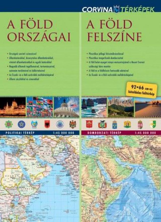 A Föld országai - A Föld felszíne - 92*66 cm-es kétoldalas fali duótérkép